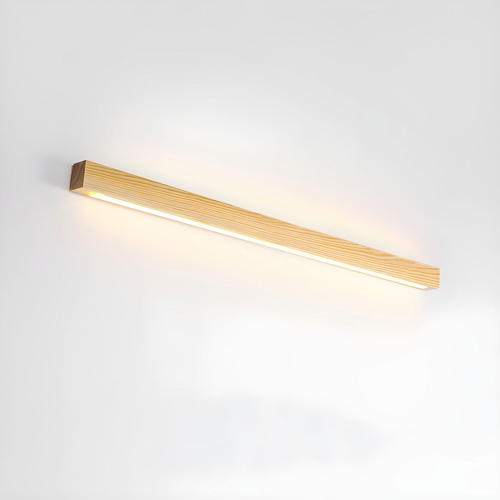 Drewniana lampa ścienna liniowa z wąskim światłem
