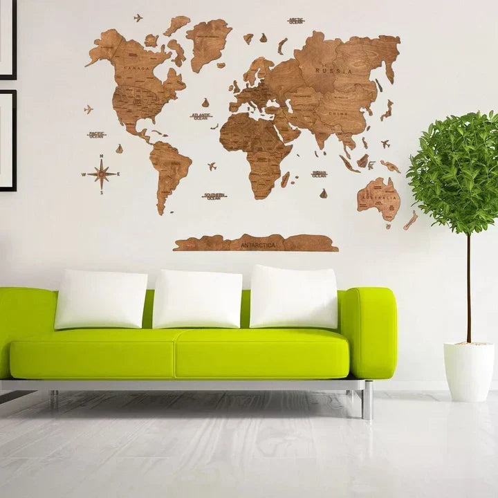 Drewniana Mapa Świata 3D – Oznaczaj Niezapomniane Podróże