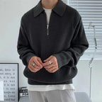 Dzianinowy sweter z kołnierzem i zamkiem typu Quarter-zip