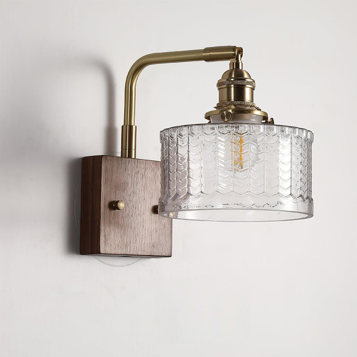 Elegancka Lampa Ścienna z Drewna i Szkła – Stwórz Przytulne Wnętrze