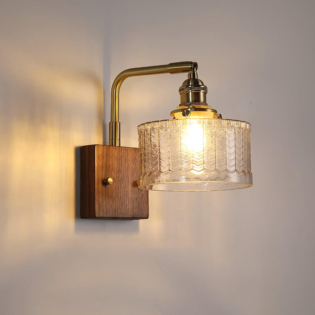 Elegancka Lampa Ścienna z Drewna i Szkła – Stwórz Przytulne Wnętrze