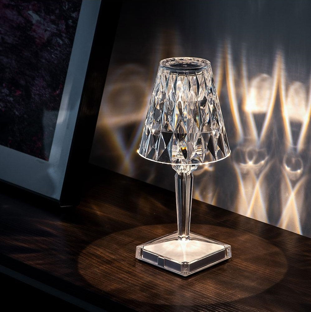 Elegancka Lampa Stołowa Kryształowa Dotykowa LED