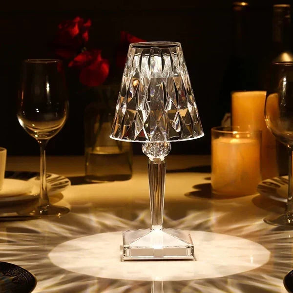 Elegancka Lampa Stołowa Kryształowa Dotykowa LED