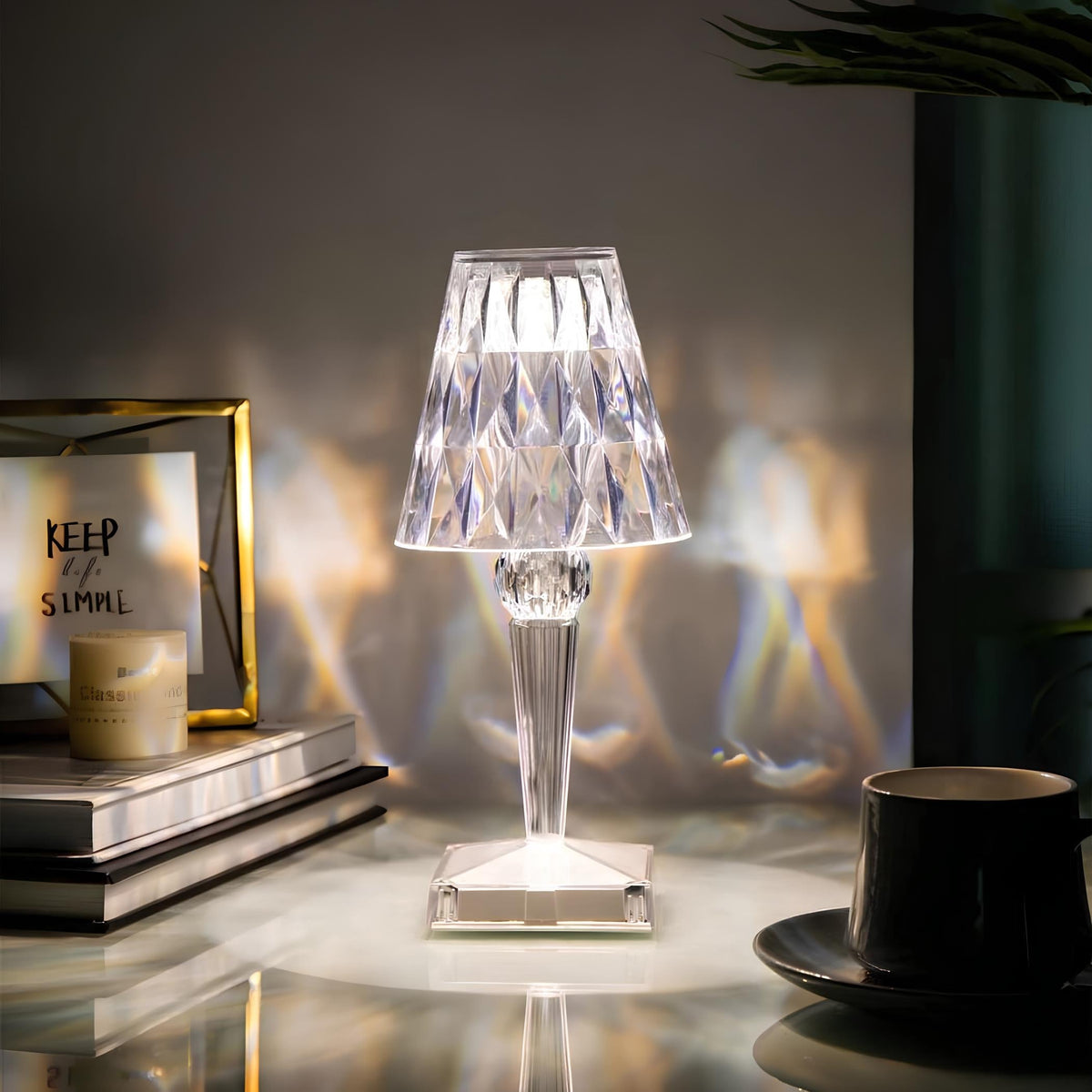 Elegancka Lampa Stołowa Kryształowa Dotykowa LED