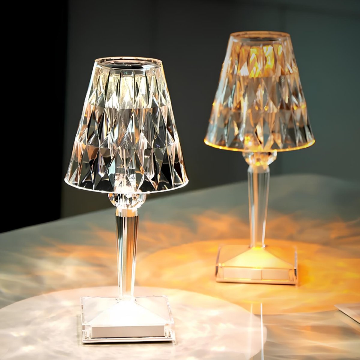 Elegancka Lampa Stołowa Kryształowa Dotykowa LED