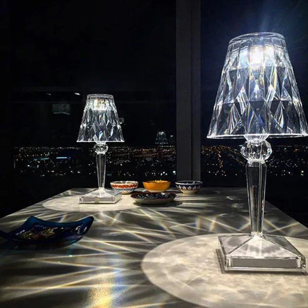 Elegancka Lampa Stołowa Kryształowa Dotykowa LED