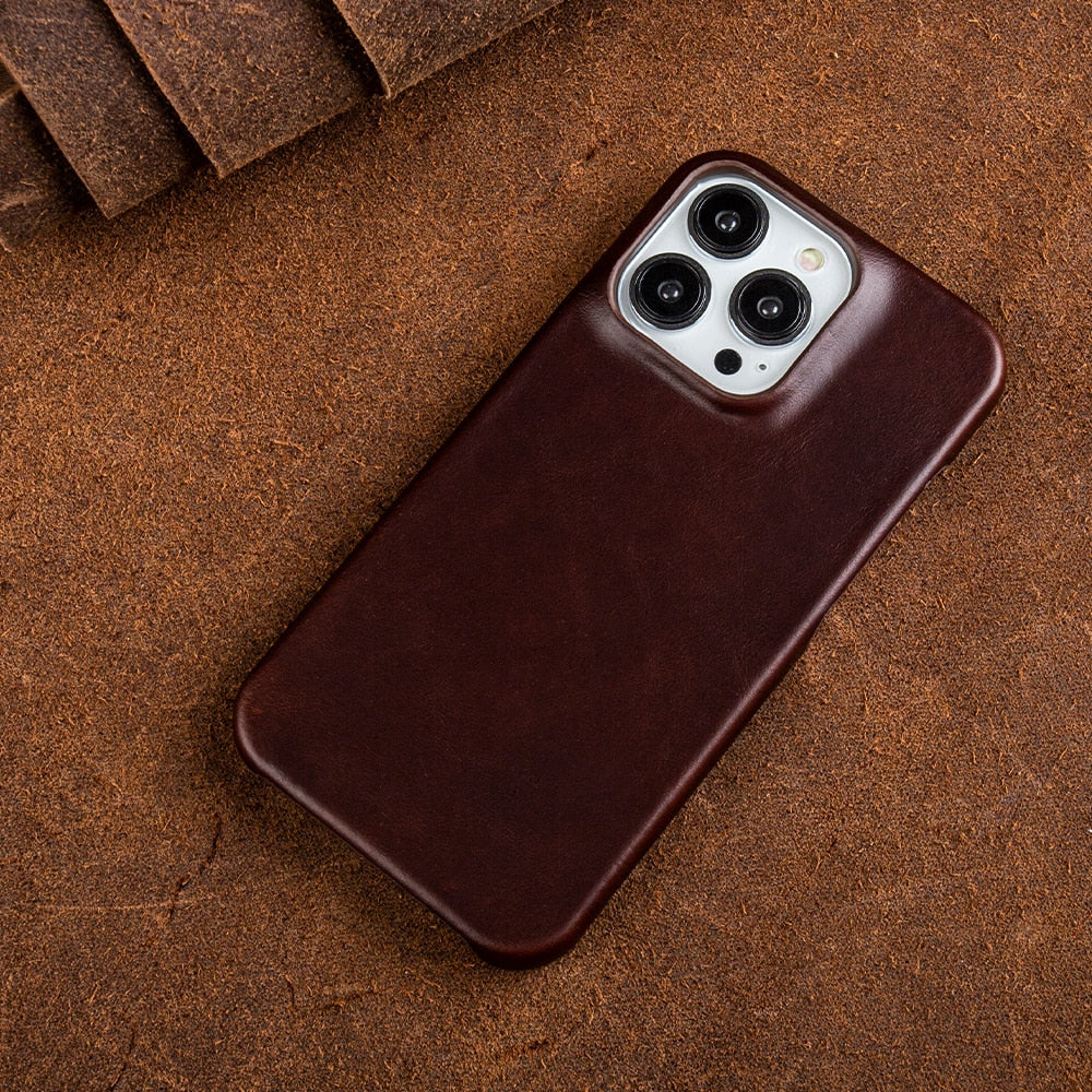 Eleganckie Skórzane Etui na iPhone 13-16 z MagSafe