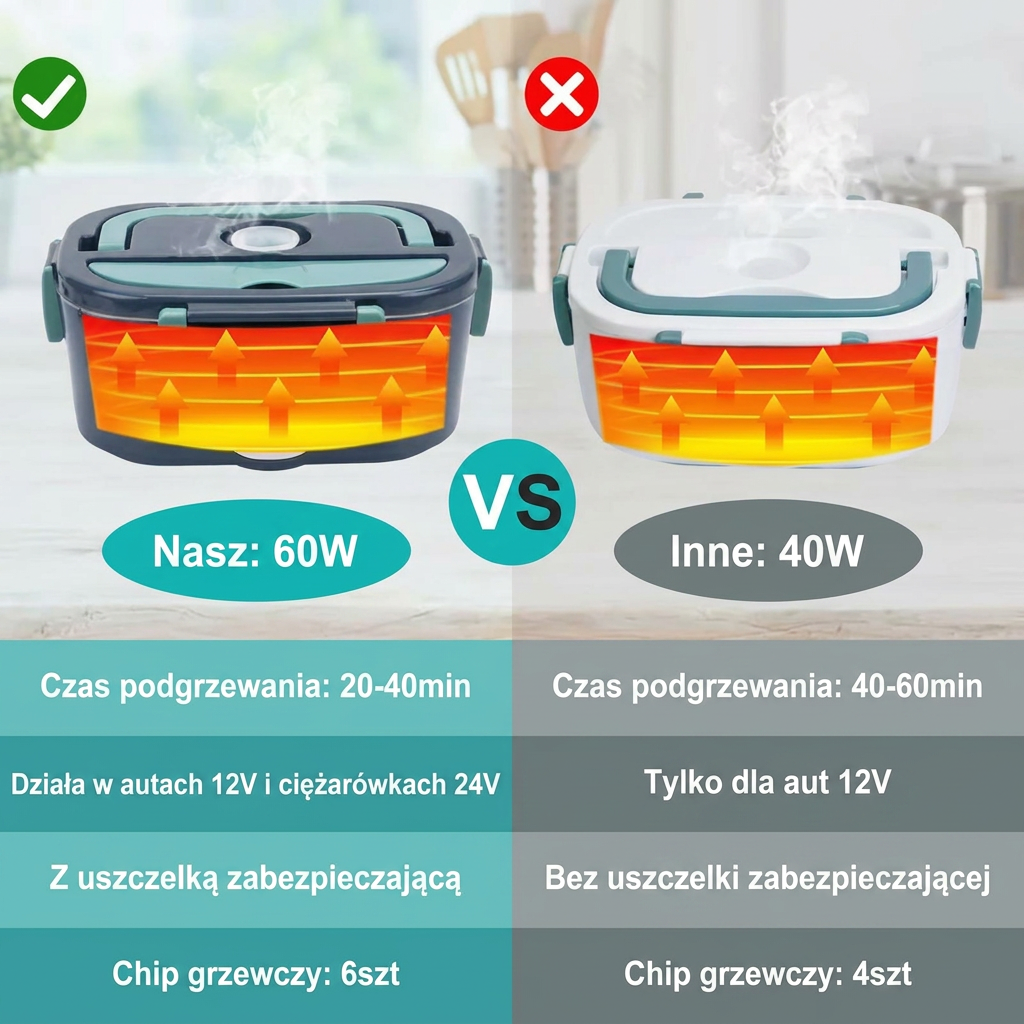 Elektryczny lunchbox 1,5 l, 60 W