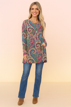 Eliza | Sweter z paisley printem
