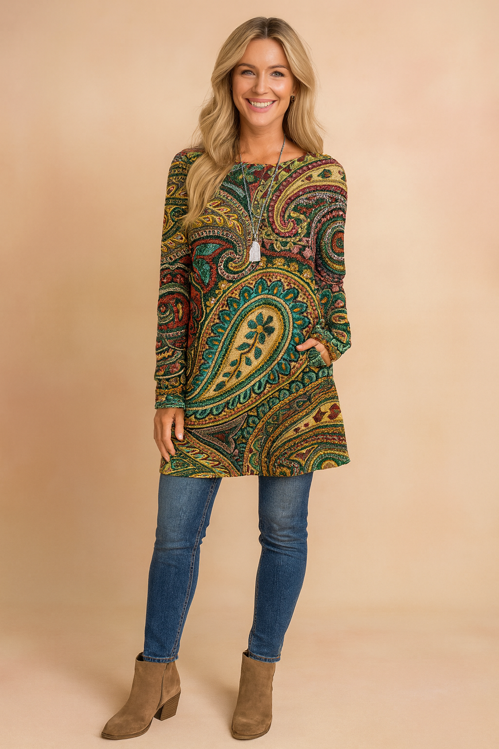 Eliza | Sweter z paisley printem