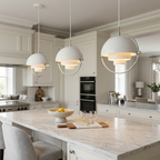 Geometryczna lampa wisząca z regulowaną kulą w stylu Bauhaus do nowoczesnej kuchni