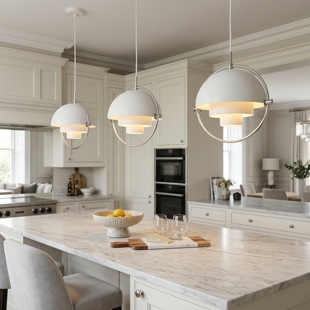 Geometryczna lampa wisząca z regulowaną kulą w stylu Bauhaus do nowoczesnej kuchni