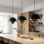 Geometryczna lampa wisząca z regulowaną kulą w stylu Bauhaus do nowoczesnej kuchni