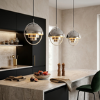 Geometryczna lampa wisząca z regulowaną kulą w stylu Bauhaus do nowoczesnej kuchni