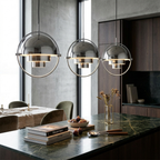 Geometryczna lampa wisząca z regulowaną kulą w stylu Bauhaus do nowoczesnej kuchni