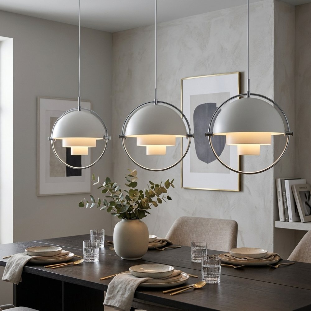 Geometryczna lampa wisząca z regulowaną kulą w stylu Bauhaus do nowoczesnej kuchni