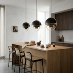 Geometryczna lampa wisząca z regulowaną kulą w stylu Bauhaus do nowoczesnej kuchni