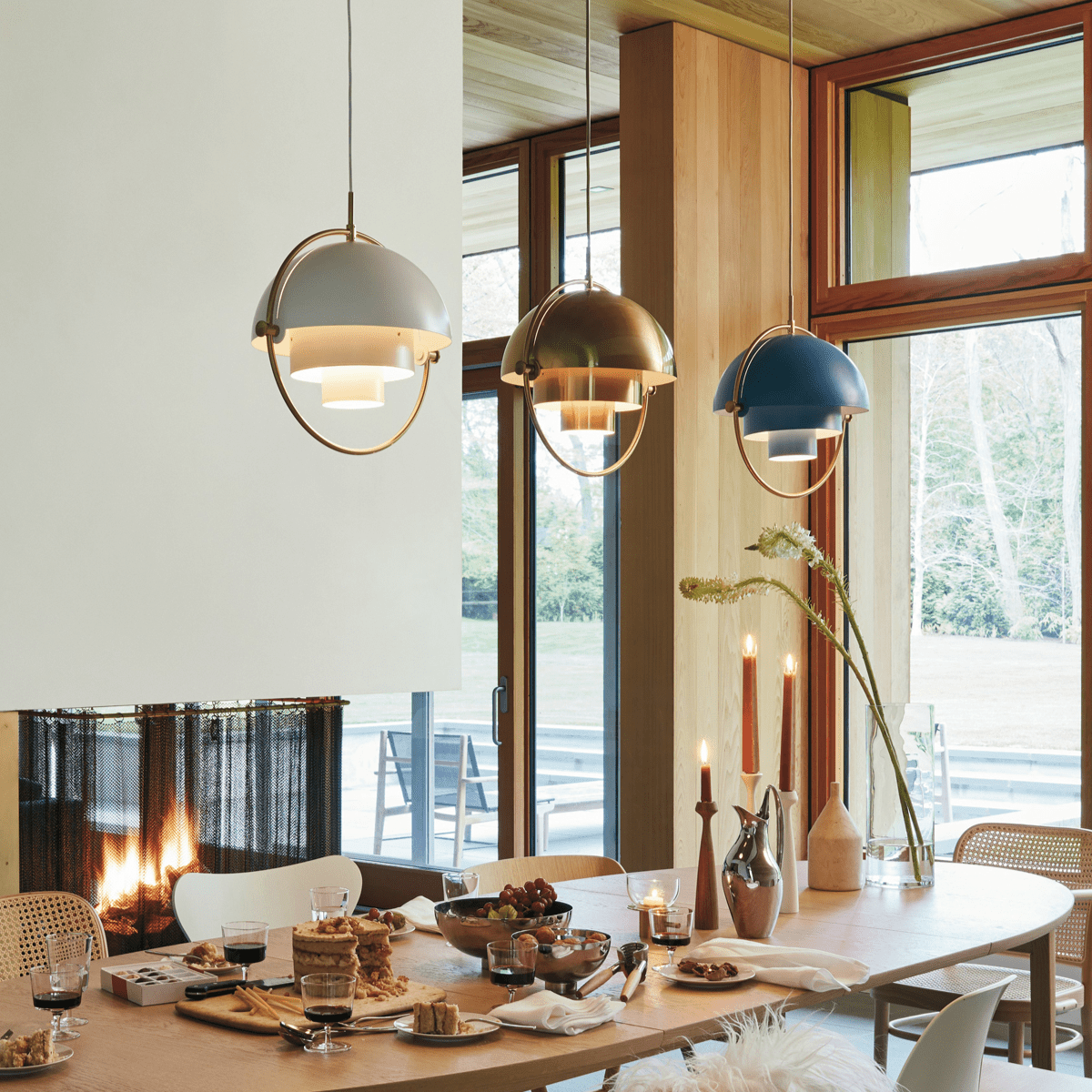Geometryczna lampa wisząca z regulowaną kulą w stylu Bauhaus do nowoczesnej kuchni