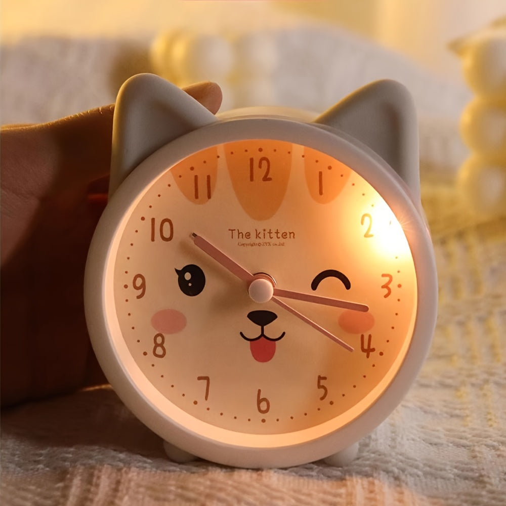 Budzik analogowy Króliczek BunnyTime z cichym mechanizmem i lampką nocną