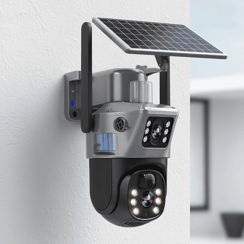 Kamera 4K solarna z dwoma obiektywami - widok 360 stopni, zoom 10x, IP66