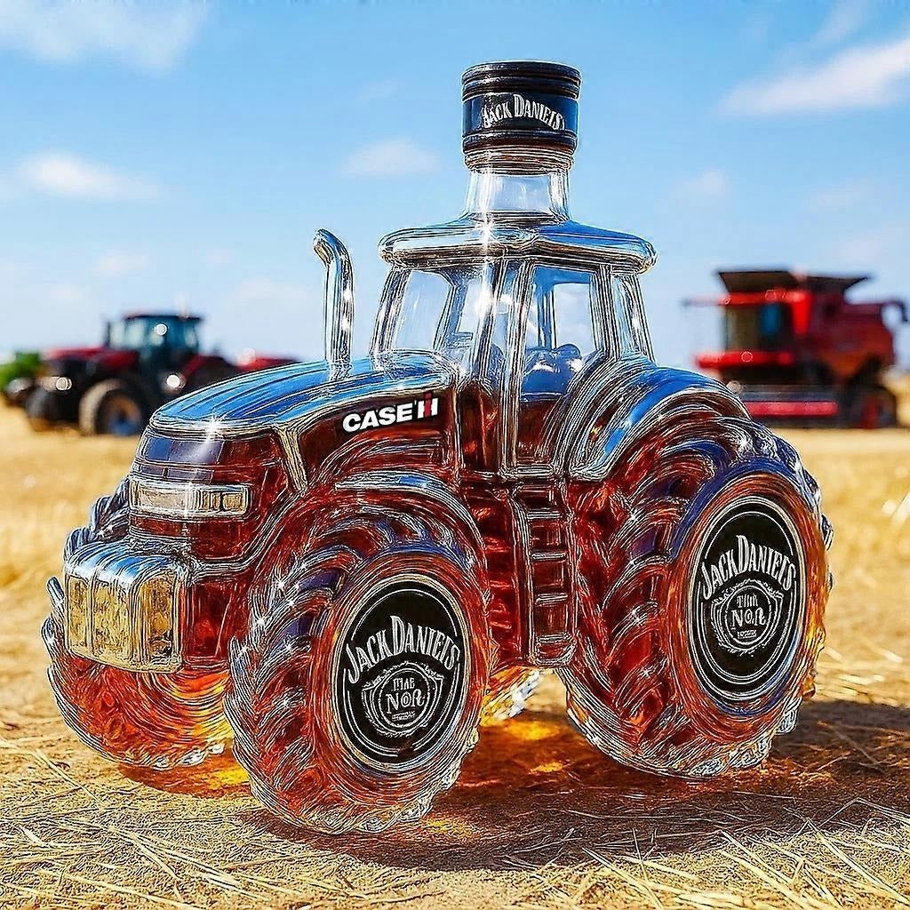 Karafka do Whisky 300 ml z Traktorem – Elegancka Szklana Butelka na Alkohole
