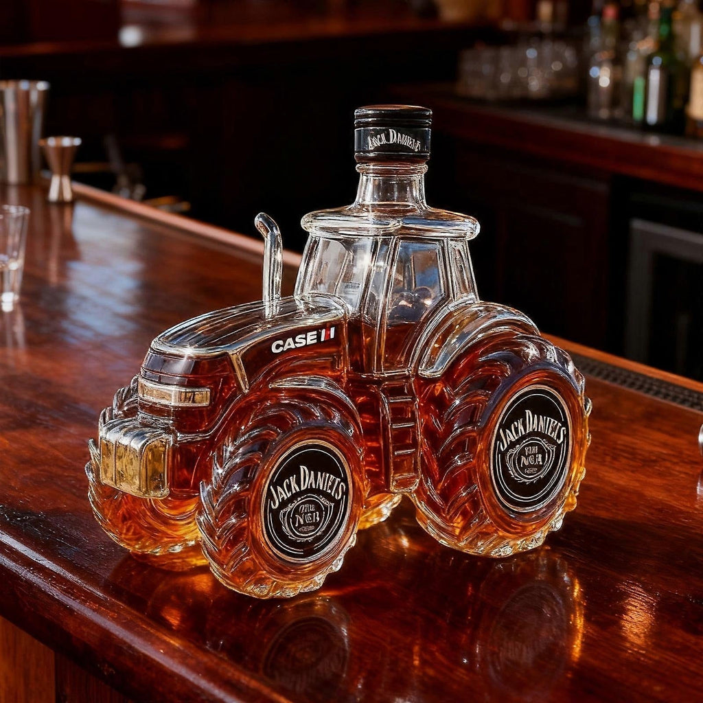 Karafka do Whisky 300 ml z Traktorem – Elegancka Szklana Butelka na Alkohole