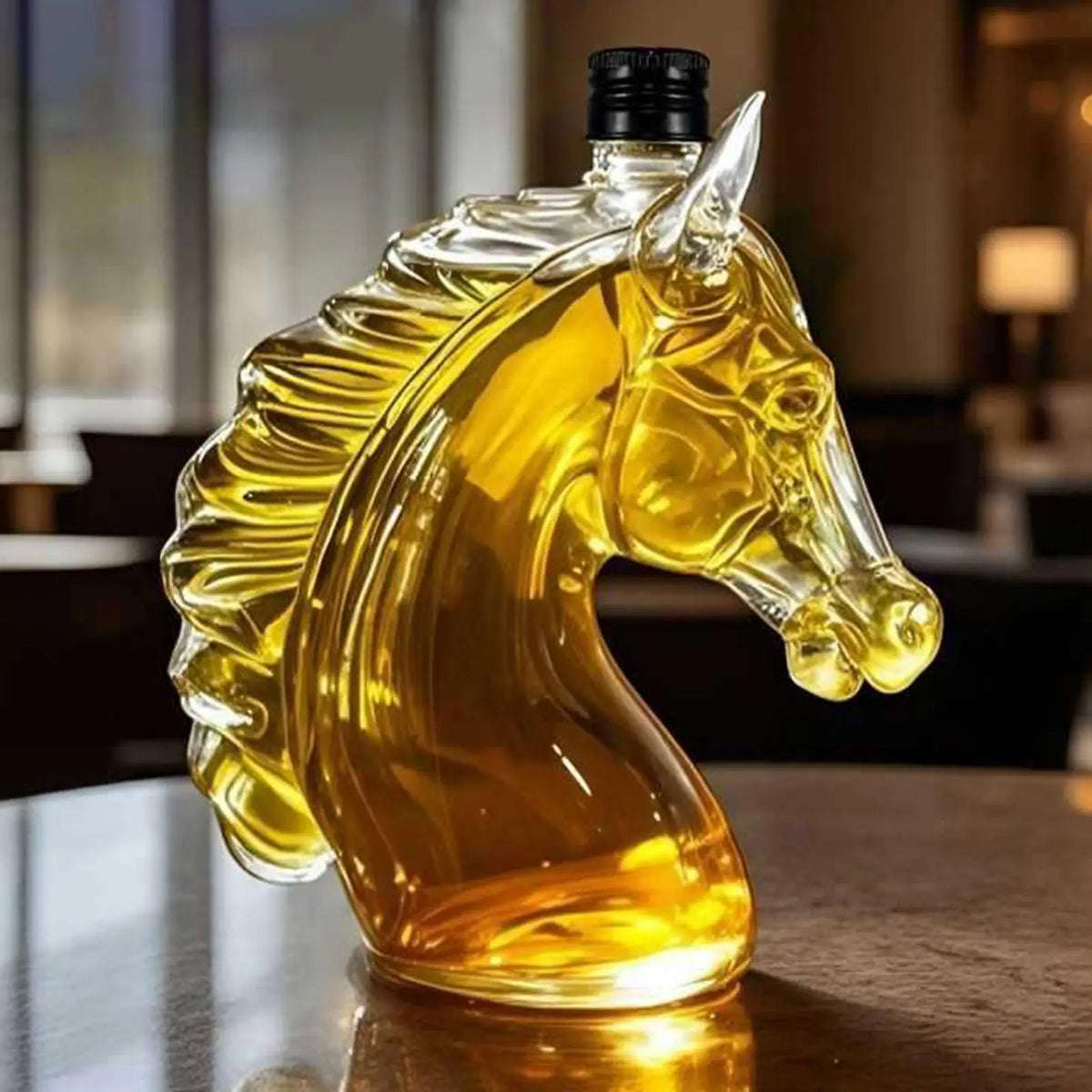 Karafka do Whisky w Kształcie Głowy Konia, Szkło Borokrzemianowe, 1000 ml – Elegancka Butelka na Alkohol