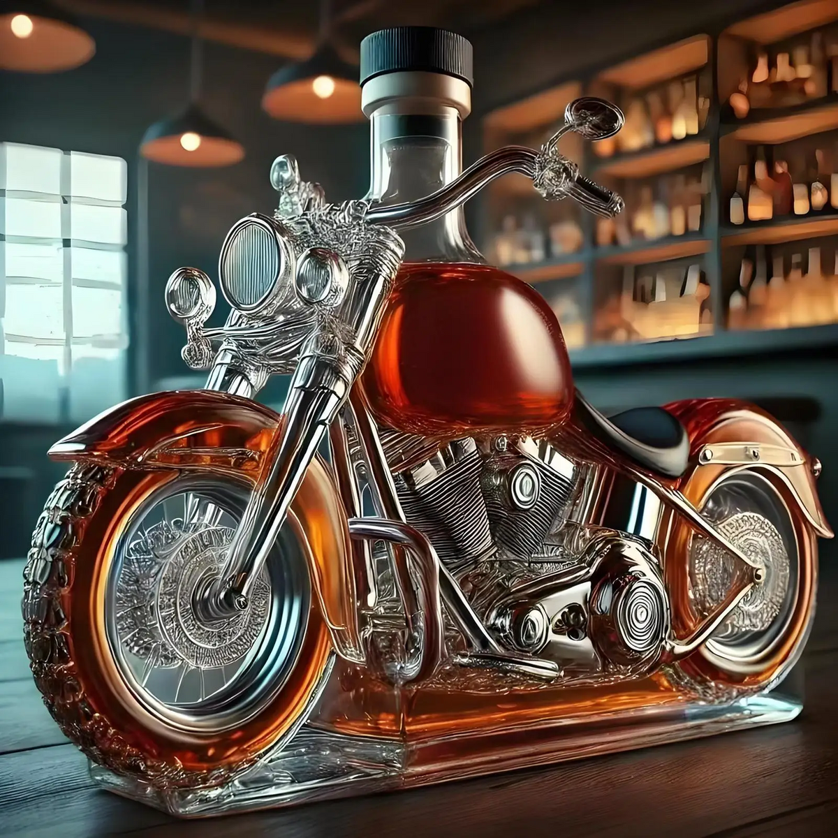 Karafka do Whisky w Kształcie Klasycznego Motocykla – Wyjątkowy Bar