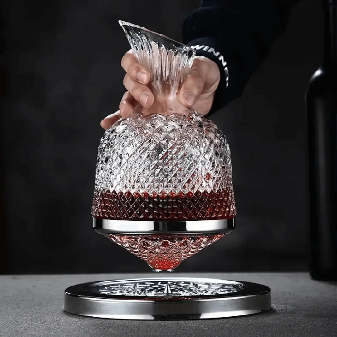 Karafka do wina | obrotowa podstawa 360° i szkło kryształowe | 1,5 l