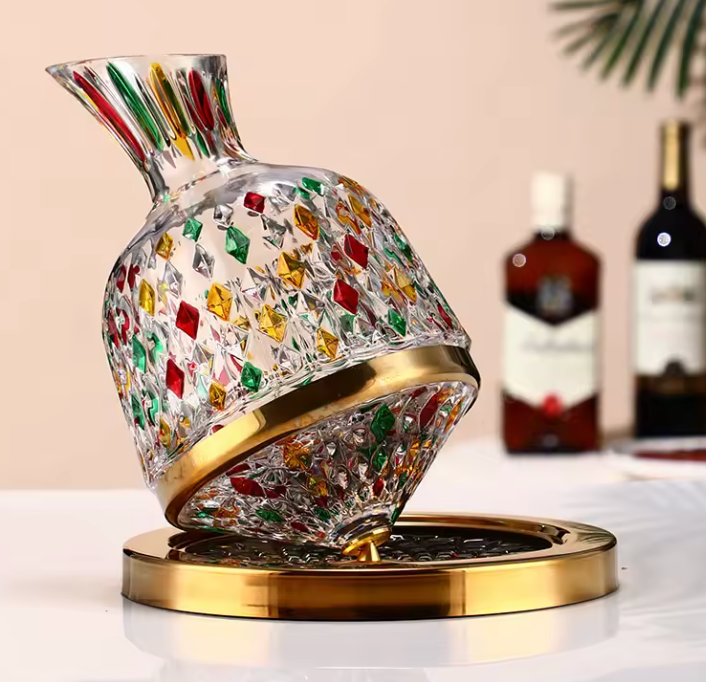 Karafka do wina | obrotowa podstawa 360° i szkło kryształowe | 1,5 l