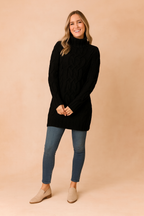 Karolina | Sweter z golfem w warkoczowy splot