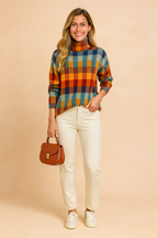 Klara | Sweter w Kolorową Kratę