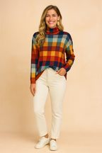 Klara | Sweter w Kolorową Kratę