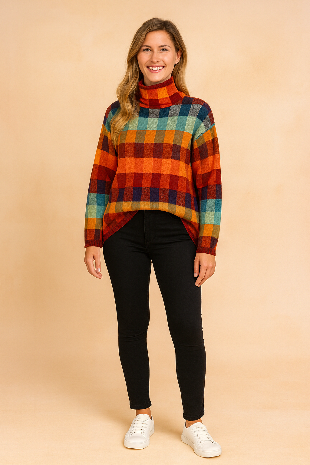 Klara | Sweter w Kolorową Kratę