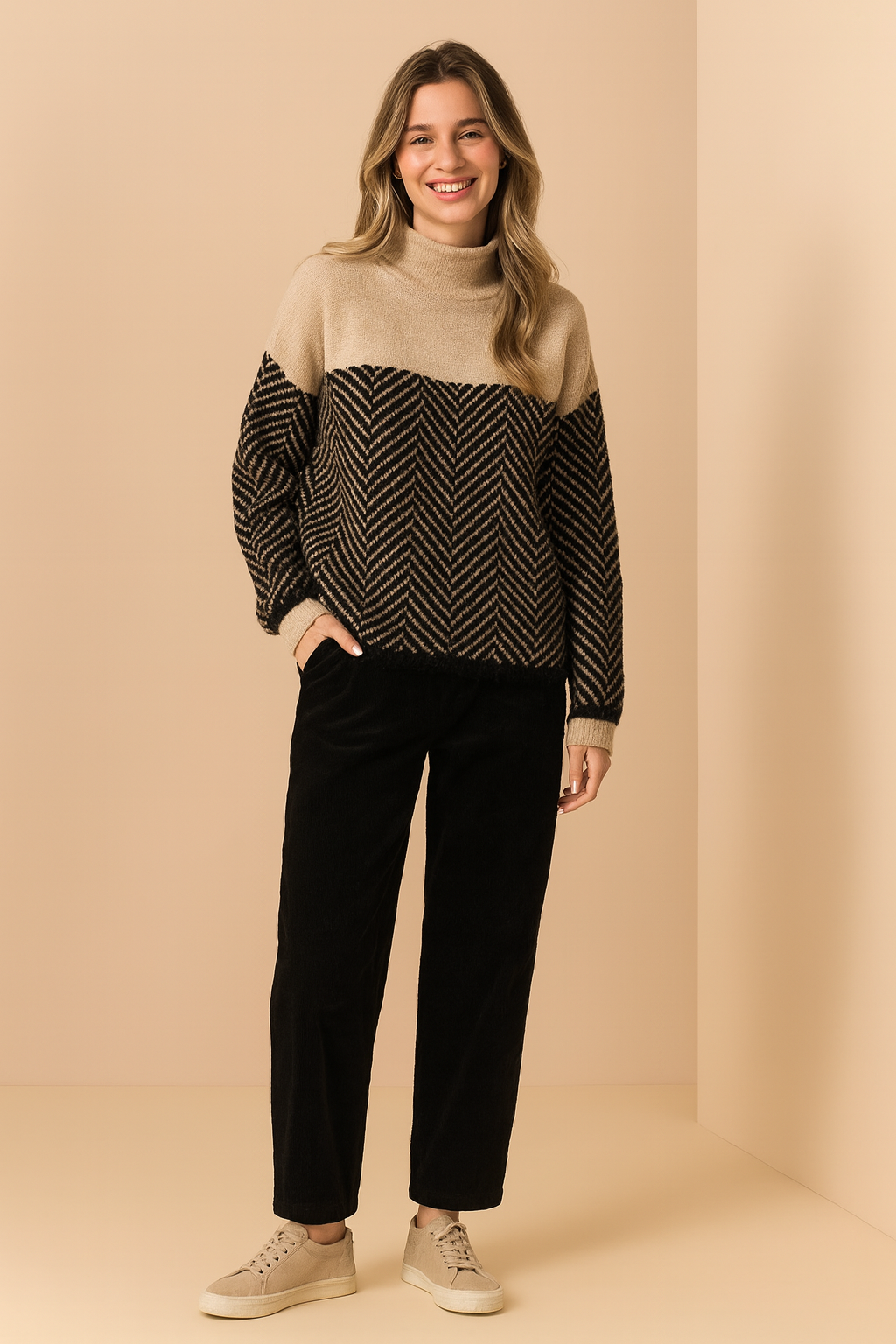 Klara | Sweter z geometrycznym panelem
