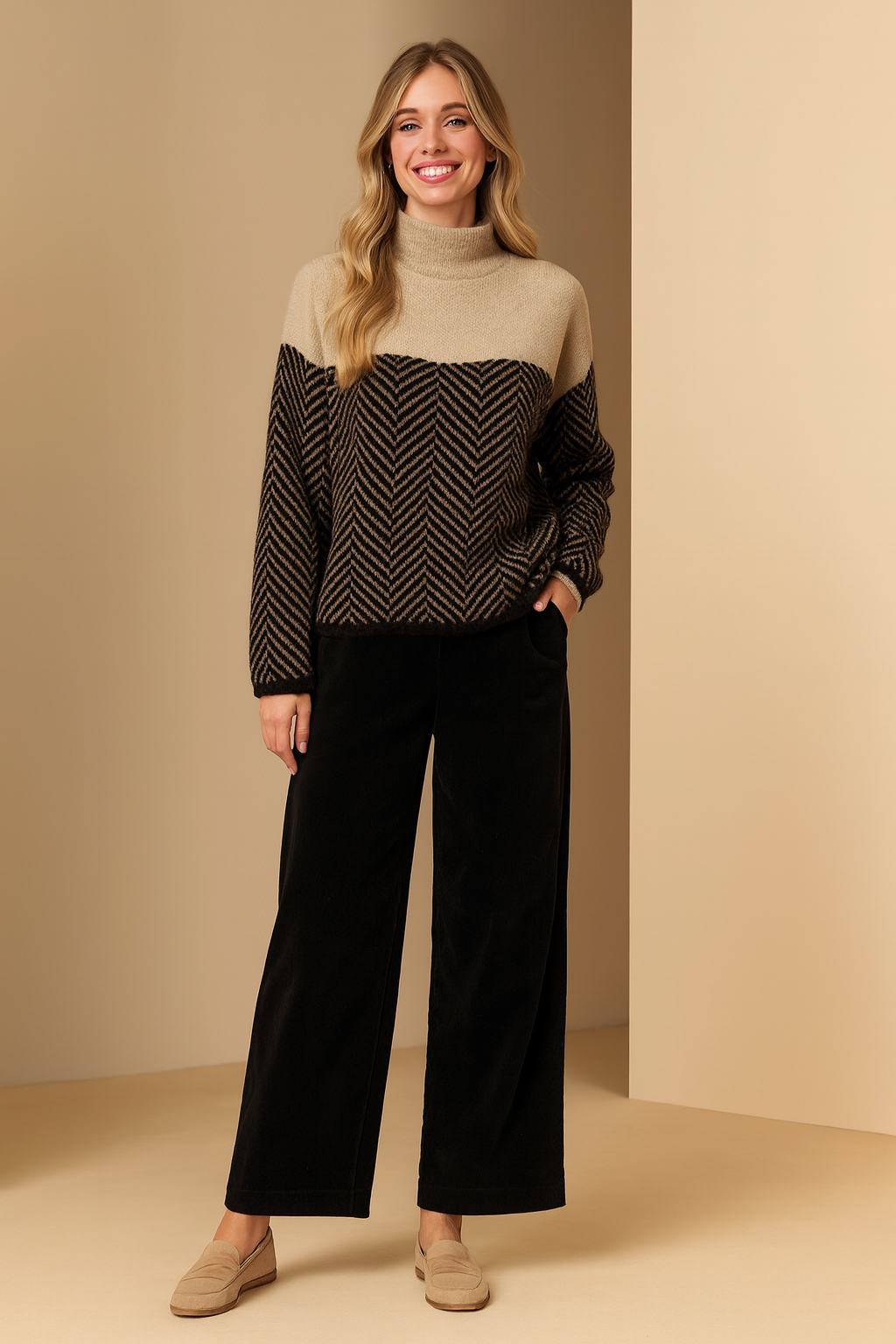 Klara | Sweter z geometrycznym panelem