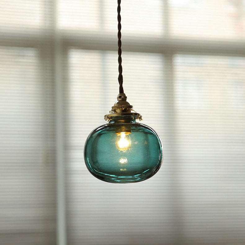 Klasyczna złota lampa wisząca ze szklanym kloszem E26, miedziana oprawa do salonu i jadalni