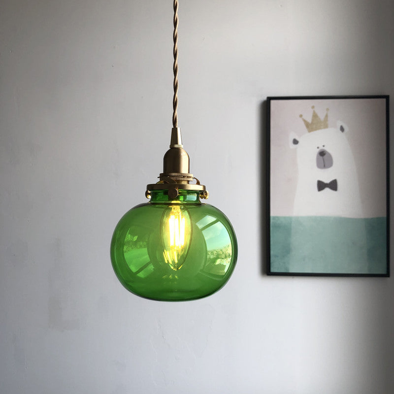 Klasyczna złota lampa wisząca ze szklanym kloszem E26, miedziana oprawa do salonu i jadalni