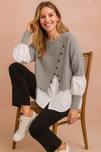 Klaudia | Modny sweter warstwowy z koszulowym efektem