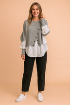 Klaudia | Modny sweter warstwowy z koszulowym efektem