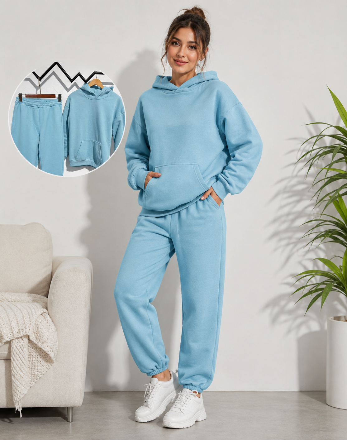 Komplet dresowy damski - bluza oversize i dopasowane spodnie