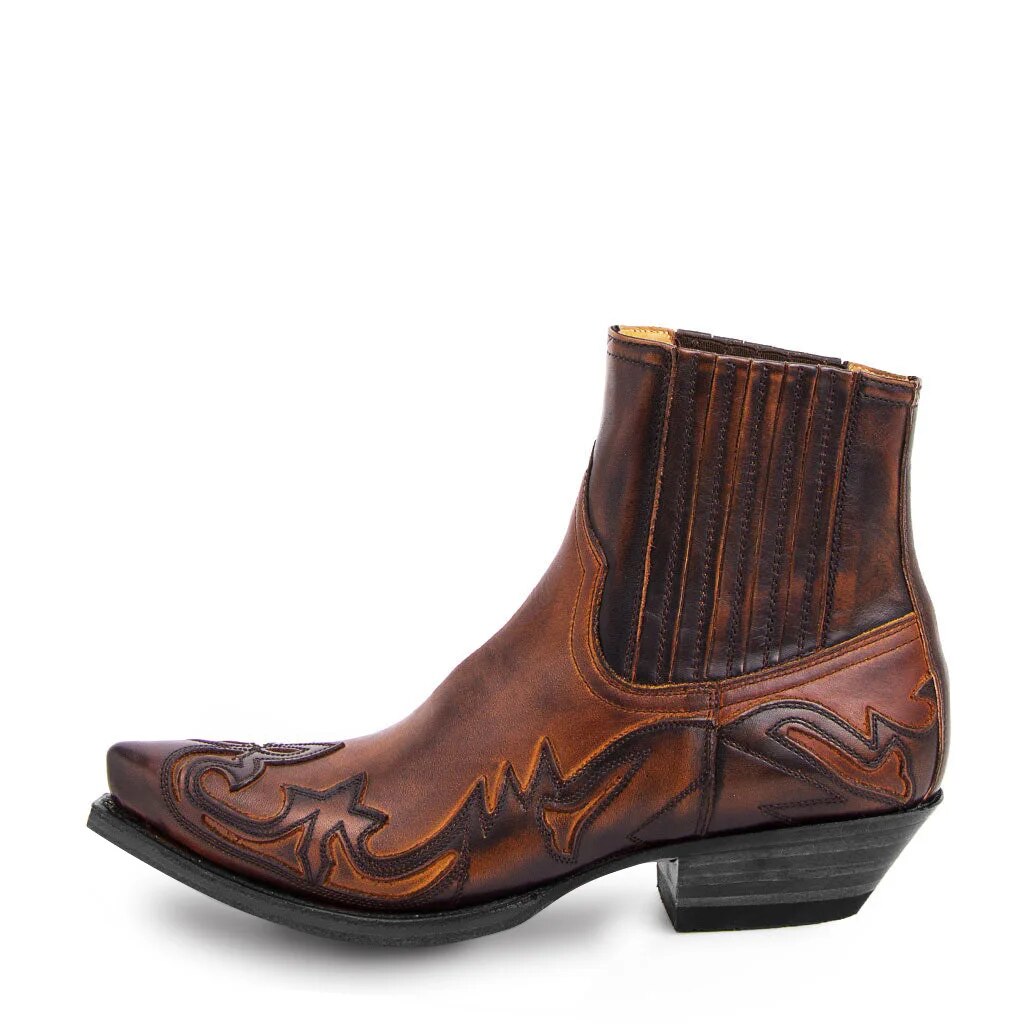 Kowbojki skórzane z haftem - unisex