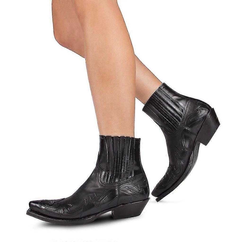 Kowbojki skórzane z haftem - unisex