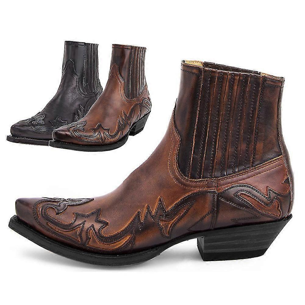 Kowbojki skórzane z haftem - unisex