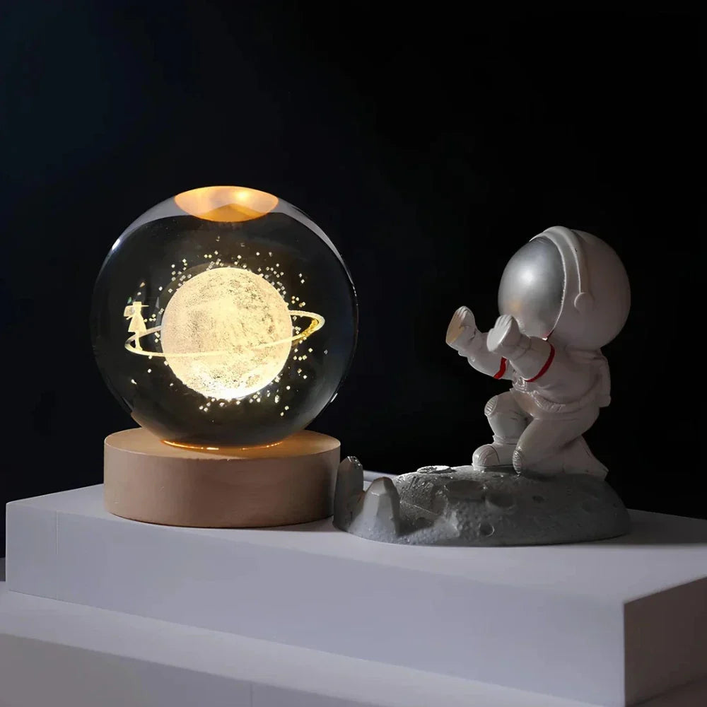 Kryształowa kula 3D planeta LED świecąca dekoracyjna