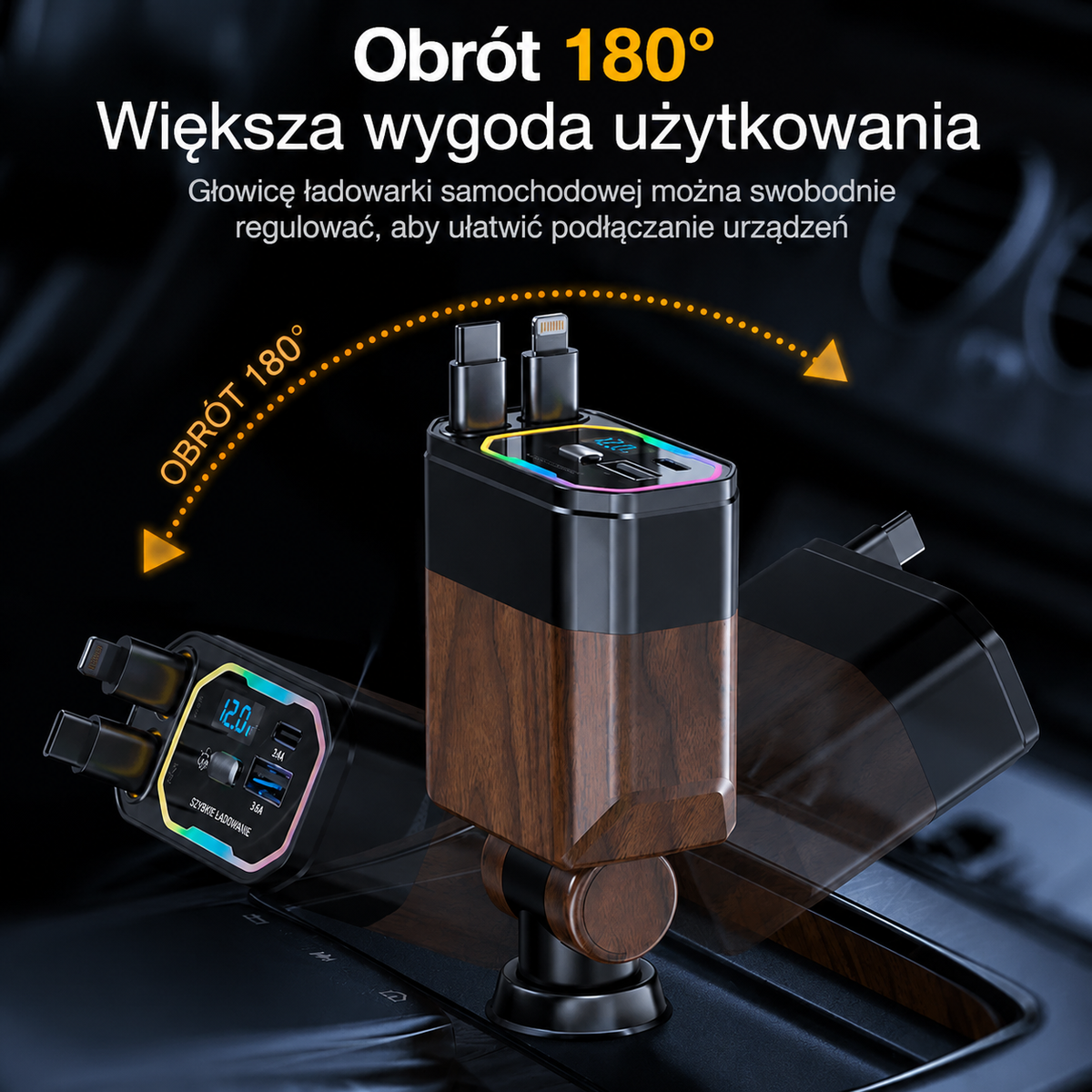 Ładowarka samochodowa Vega 120 W 4 w 1
