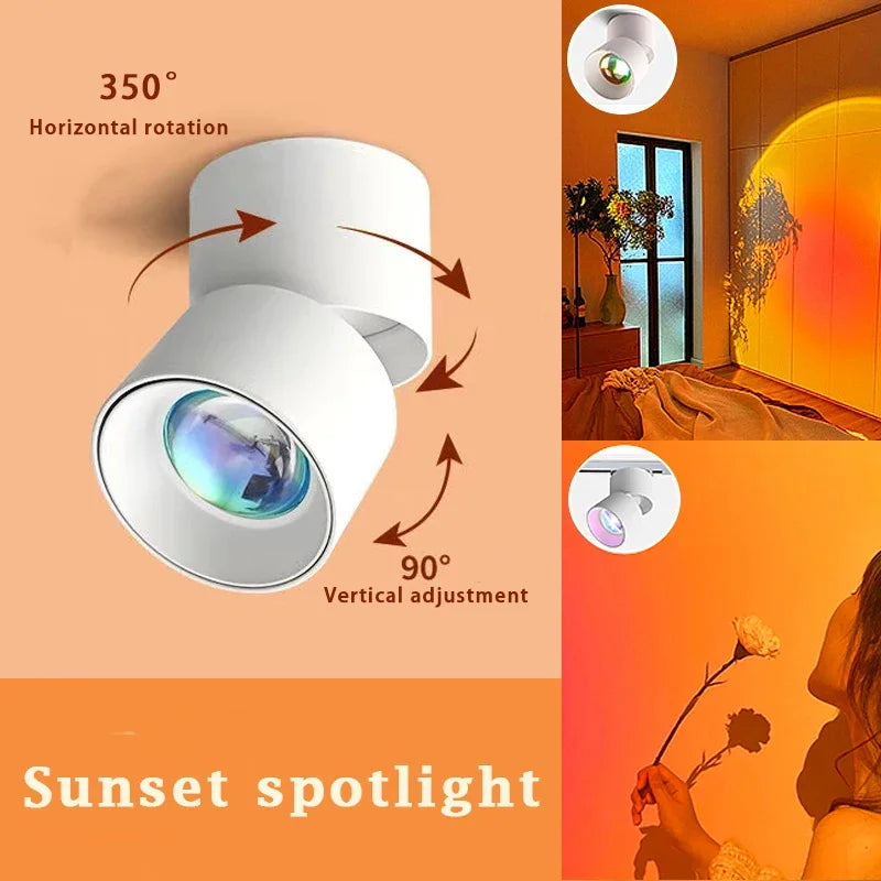 Lampa ścienna LED z efektem zachodu słońca