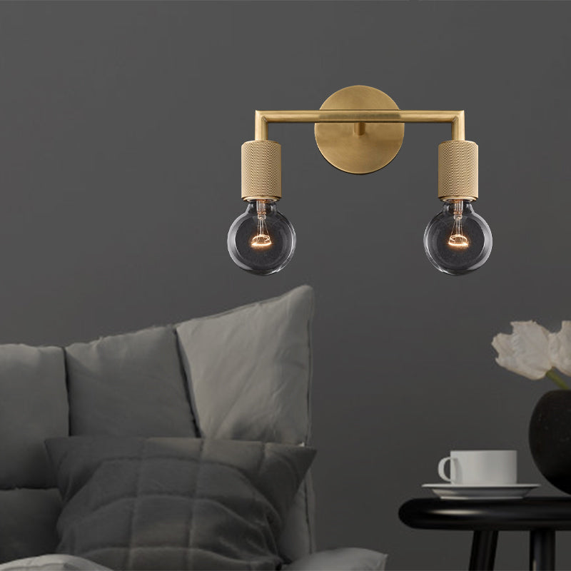 Lampa ścienna mosiężna metalowa z dwiema żarówkami