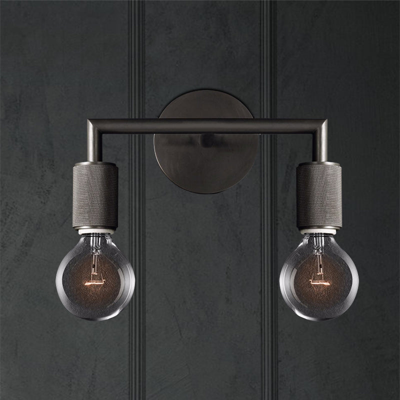 Lampa ścienna mosiężna metalowa z dwiema żarówkami