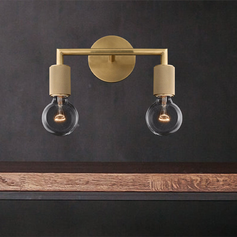 Lampa ścienna mosiężna metalowa z dwiema żarówkami